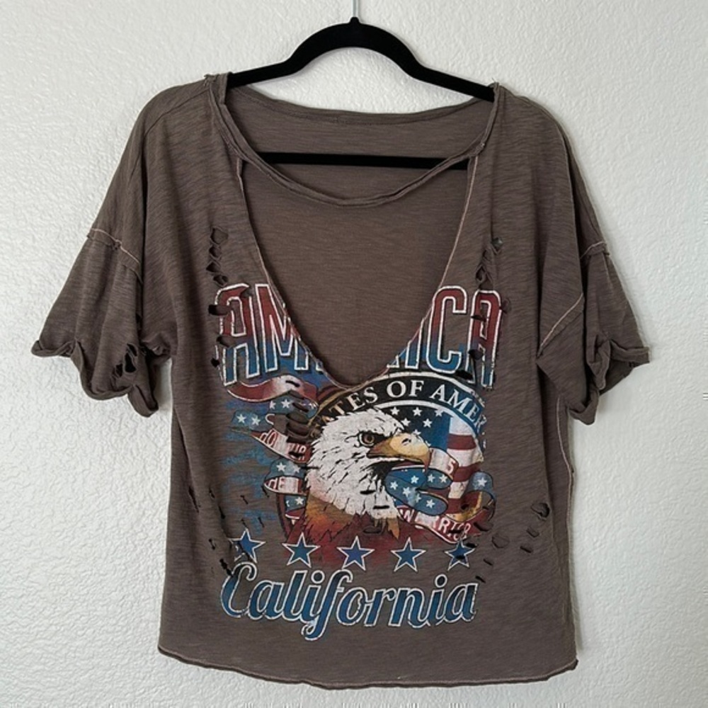 America California distressed American Eagle top